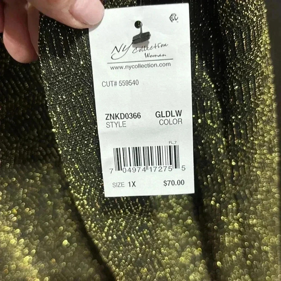 NY Collection Woman Cold shoulder, long sleeve, gold threading,stretch,lined - Picture 9 of 12